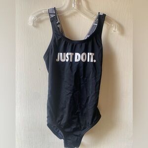 Kid’s’ Nike Black Swimsuit with Bold Slogan